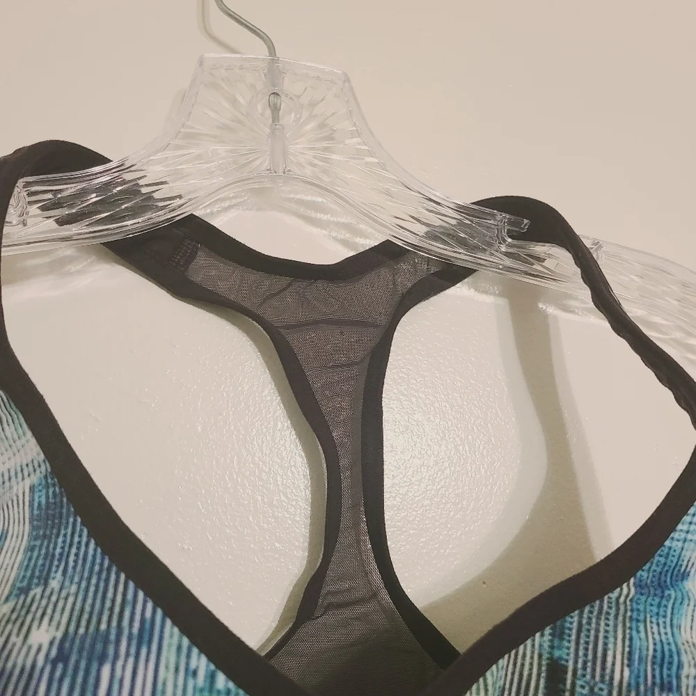 Lululemon | Sun Dazed Multi Blue Printed Mesh Racerback Sports Bra (Size 4)
